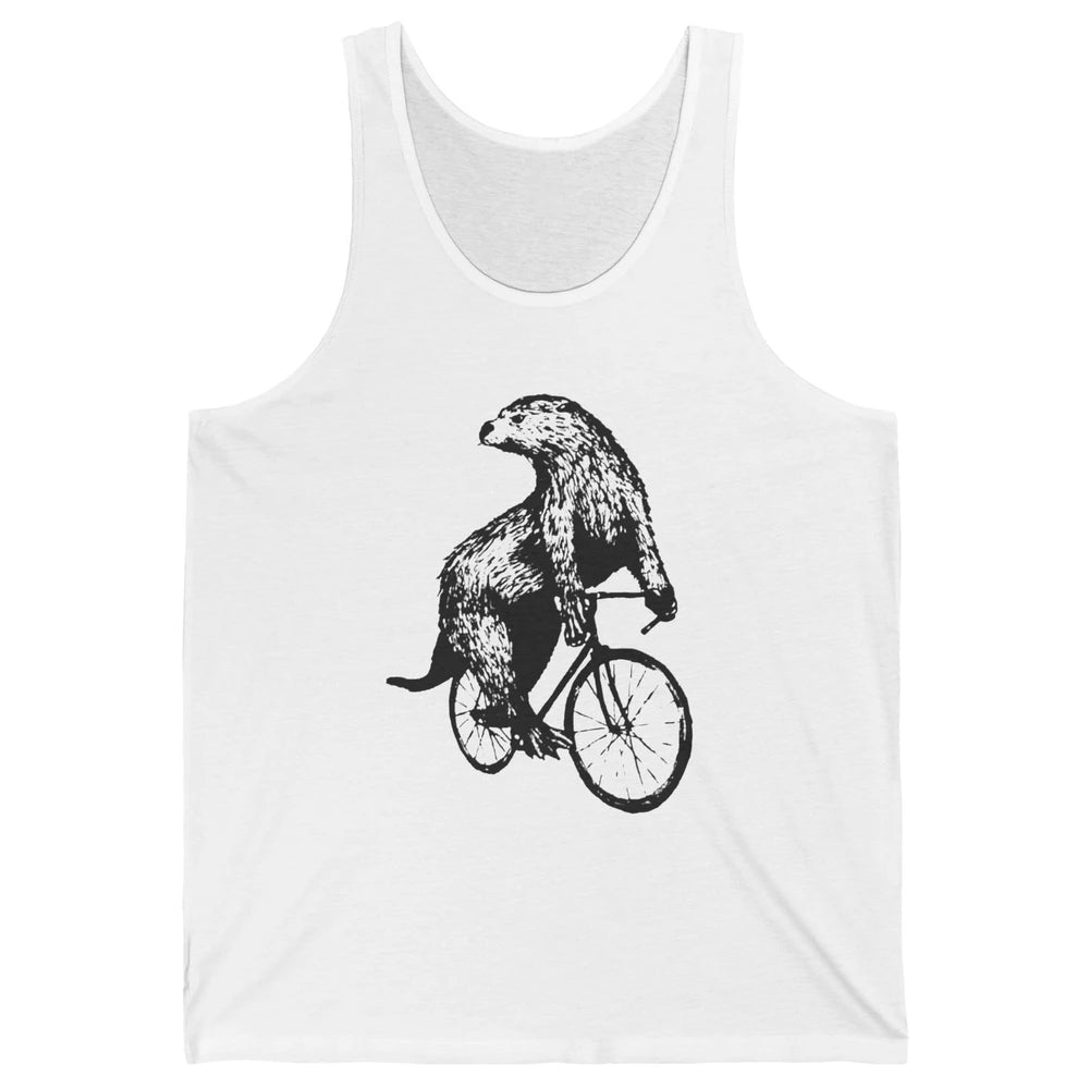 Otter Riding A Bicycle Funny Bike Rider Cute Otters Vintage Unisex Jersey Tank