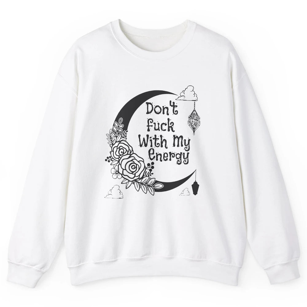 Retro Moon Witchy Don't Mess With My Energy Halloween Witch Unisex Crewneck Sweatshirt