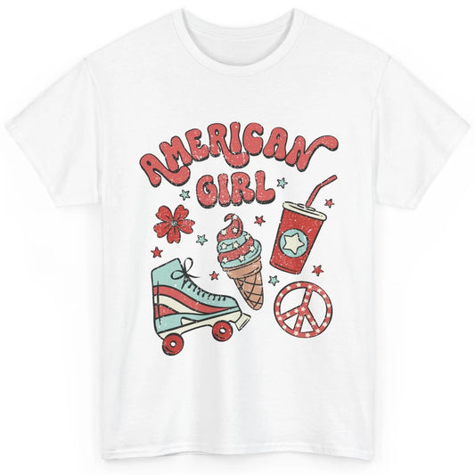 Retro American Girl Fourth Of July Party Ice Cream Patriotic Classic Unisex T-Shirt