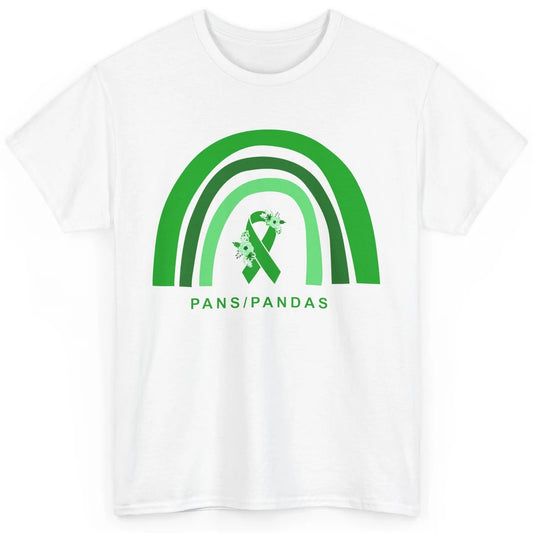 PANS/PANDAS Awareness Floral Green Ribbon Rainbow Pans Classic Unisex T-Shirt