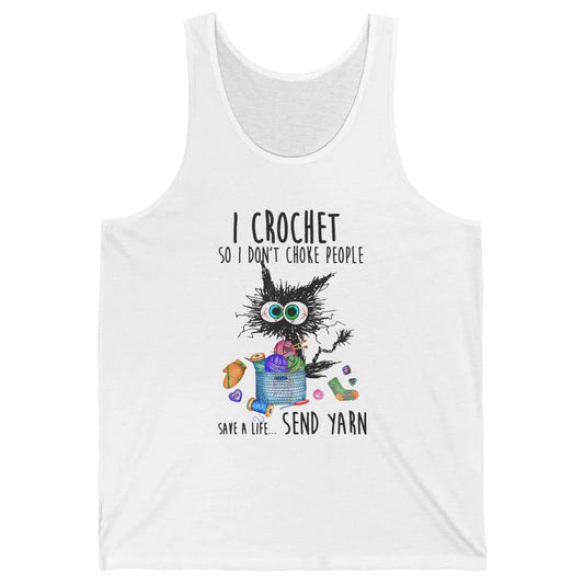 I Crochet So I Dont Choke People Cute Black Cat Knit Vintage Unisex Jersey Tank