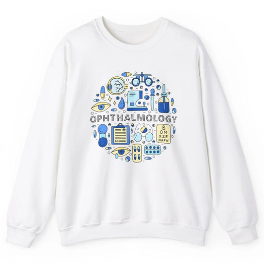 Optometrist Eye Chart Phoropter Symbols Ophthalmology Tech Unisex Crewneck Sweatshirt