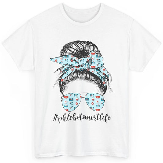 Retro  Phlebotomist Life Messy Bun Mom Phlebotomy Symbols Classic Unisex T-Shirt