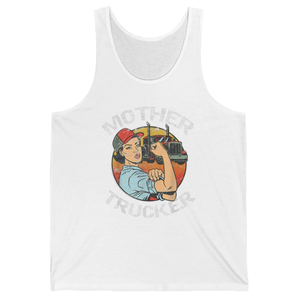 Retro Mother Trucker Truck Driver Mom Life Mothers Day Women Unisex Jersey Tank