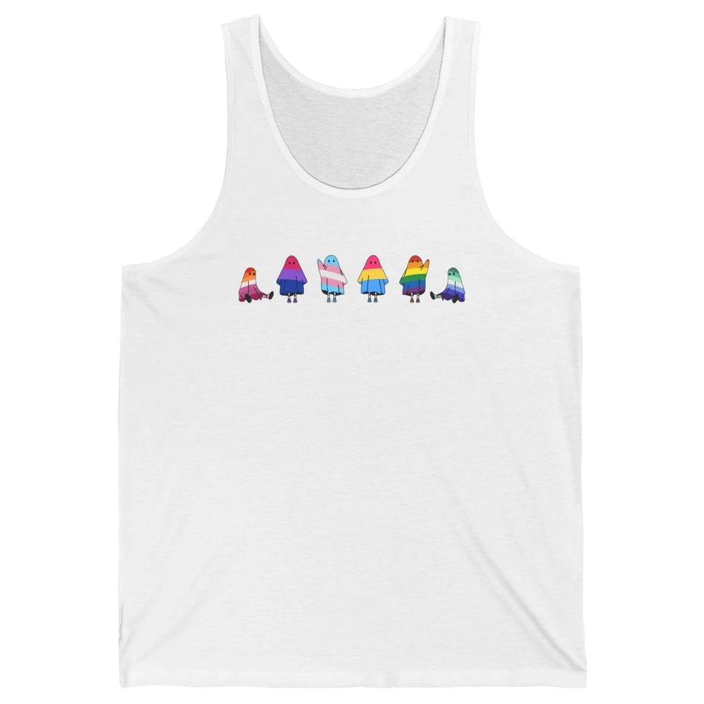 Cute Gay Baby Ghosts Spooky LGBTQ Lesbian Gay Pride Month Unisex Jersey Tank