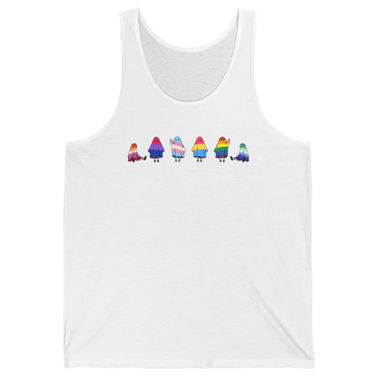 Cute Gay Baby Ghosts Spooky LGBTQ Lesbian Gay Pride Month Unisex Jersey Tank