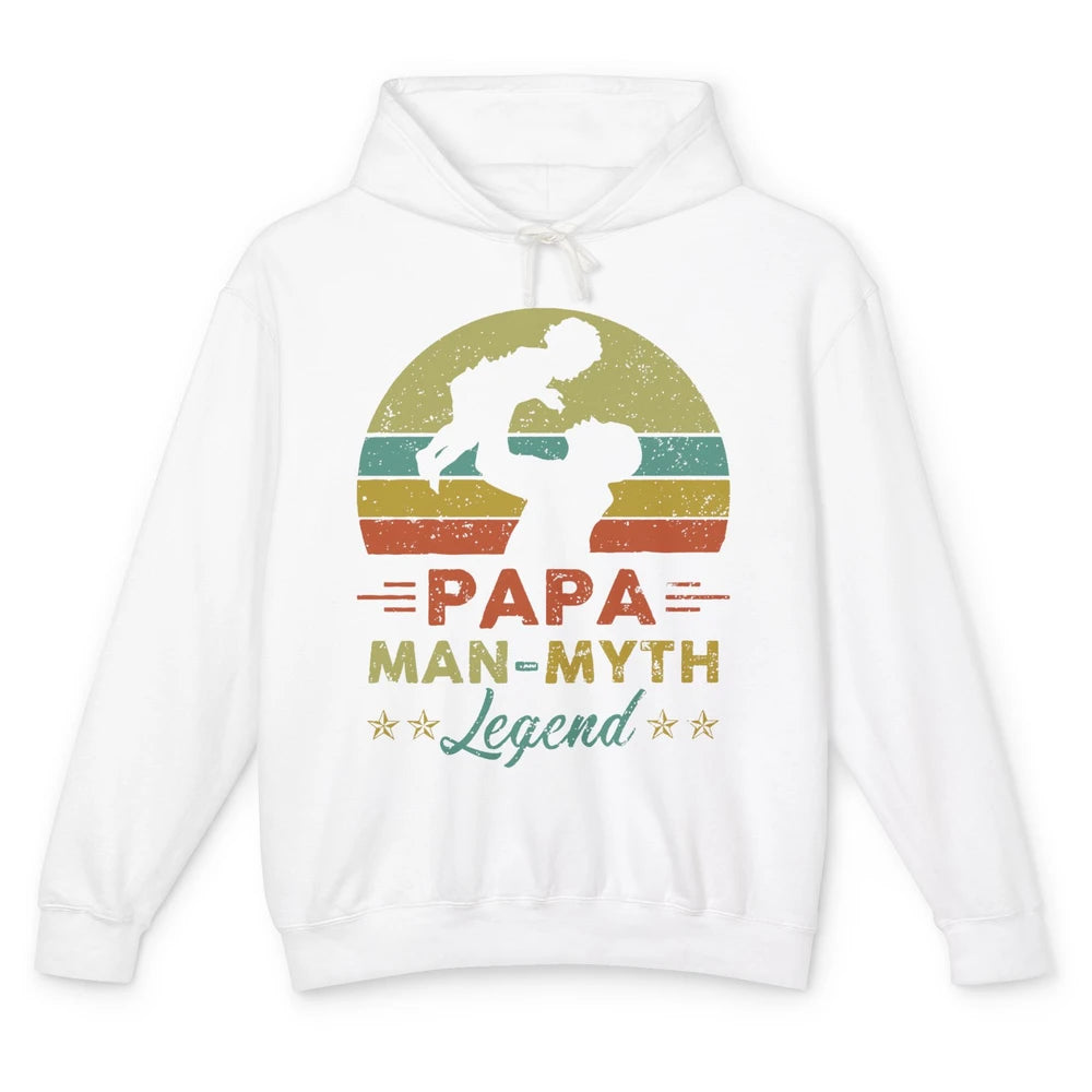 Papa Man Myth Legend Fathers Day Vintage Unisex Lightweight Hoodie