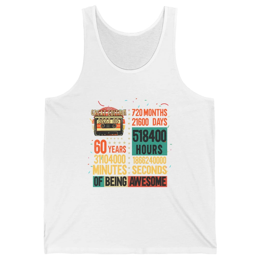 Retro 60s Lifetime Cassette Music Count Down 60th Birthday Unisex Jersey Tank