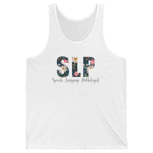Speech Language Pathologist Floral Career Profession SLP Unisex Jersey Tank