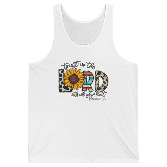 Cowhide Sunflower Trust In The Lord With All Heart Christian Unisex Jersey Tank