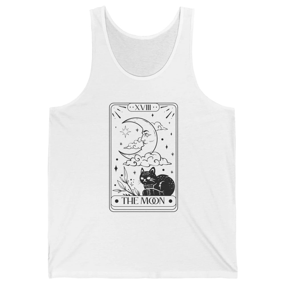 Retro Halloween Cat Witch The Moon Tarot Card Witchcraft Unisex Jersey Tank