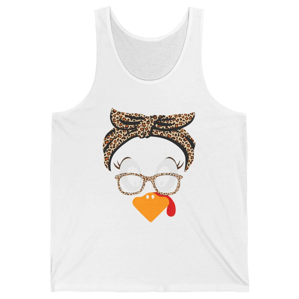 Cute Turkey Mom Leopard Glasses Thanksgiving Fall Turkey Day Unisex Jersey Tank