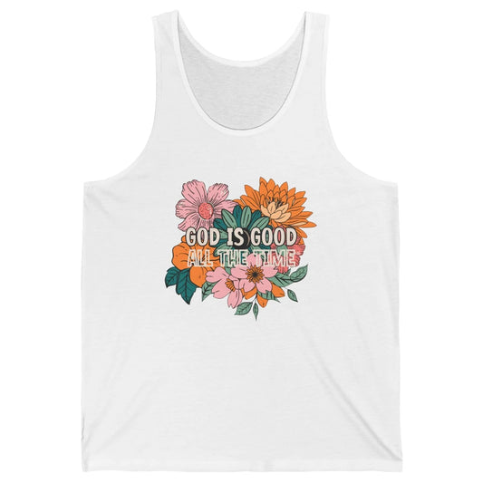 Retro God Is Good All The Time Floral Christian Bible Verse Unisex Jersey Tank