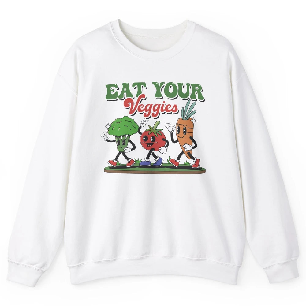 Retro Farm Fruit Eat Your Veggies Gardening Vegan Farmer Unisex Crewneck Sweatshirt