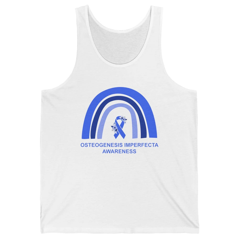 Osteogenesis Imperfecta Awareness OI Floral Blue Rainbow Unisex Jersey Tank