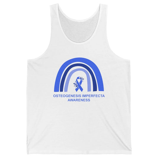 Osteogenesis Imperfecta Awareness OI Floral Blue Rainbow Unisex Jersey Tank