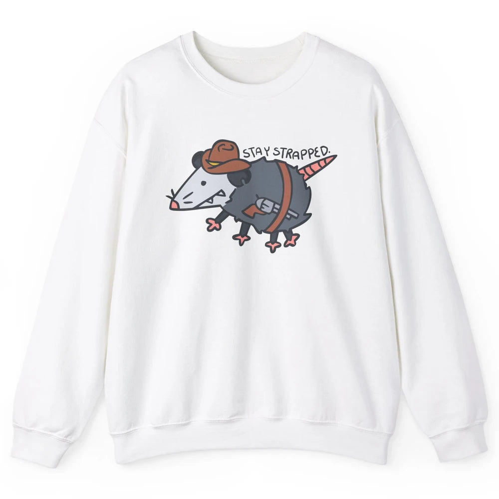 Retro Cowboy Opossum Stay Trapped Western Country Opossum Unisex Crewneck Sweatshirt