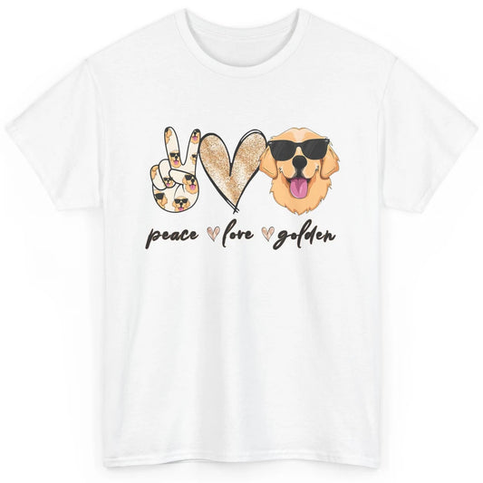 Peace Love Golden Dog Lover Golden Retriever Dad Mom Gift Classic Unisex T-Shirt