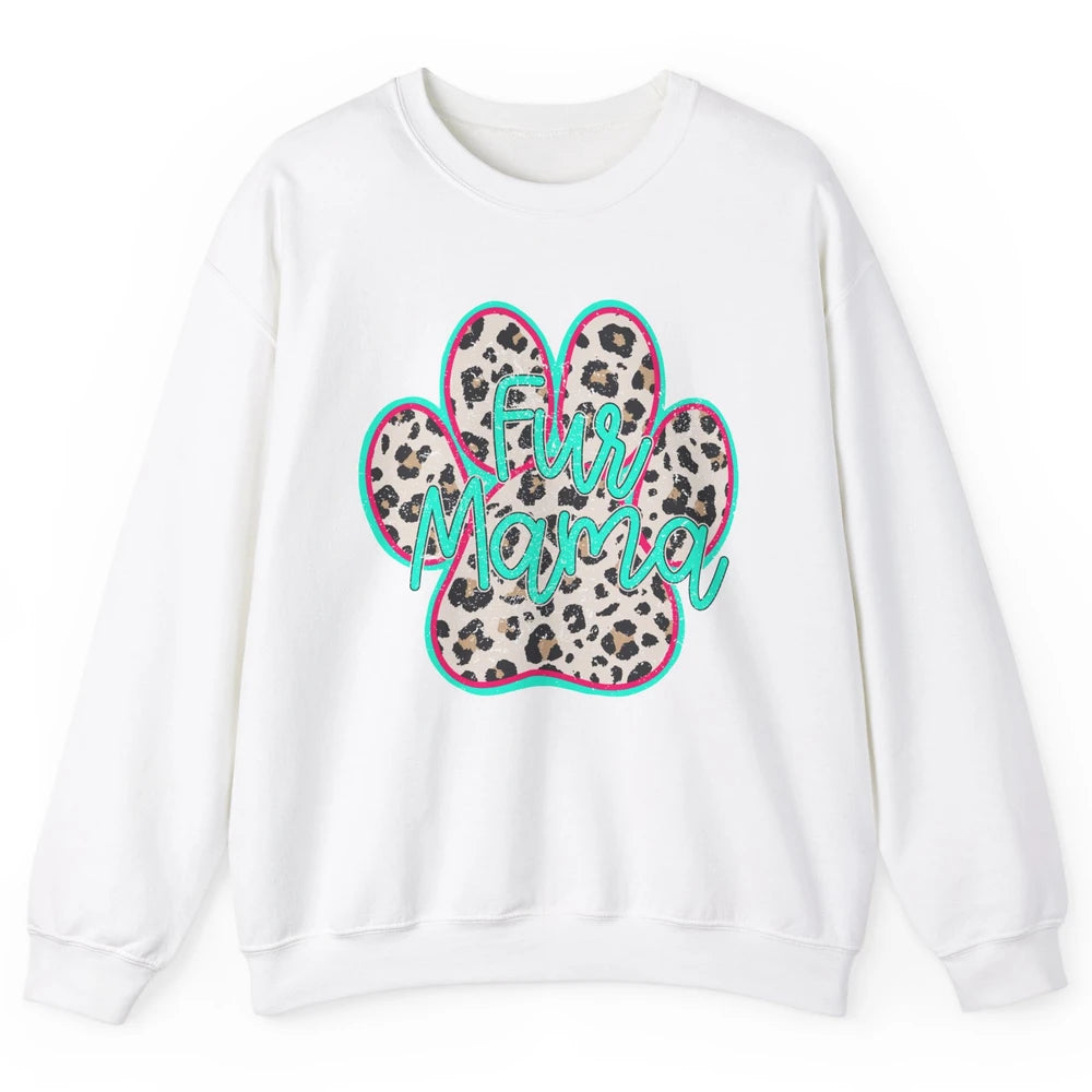 Retro Leopard Fur Mama Dog Paws Dog Mama Western Dog Mama Unisex Crewneck Sweatshirt