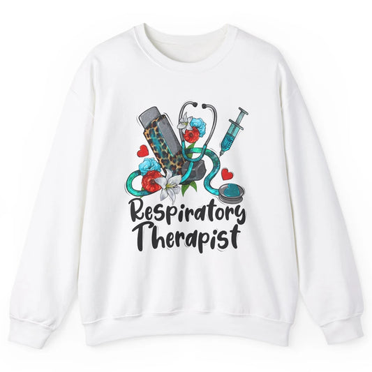 Respiratory Therapist Leopard Stethoscope Western Country RT Unisex Crewneck Sweatshirt