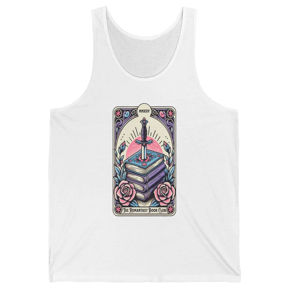Romantasy Book Club Pastel Tarot Card Sword Floral Reading Books Bookish Bookworm Unisex Jersey Tank