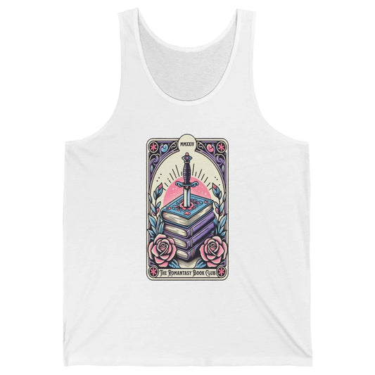 Romantasy Book Club Pastel Tarot Card Sword Floral Reading Books Bookish Bookworm Unisex Jersey Tank