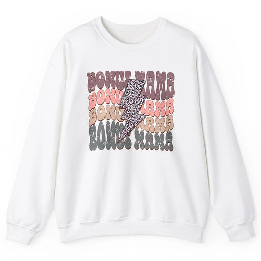 Retro Bonus Mama Leopard Lightning Bolt Western Stepmother Unisex Crewneck Sweatshirt