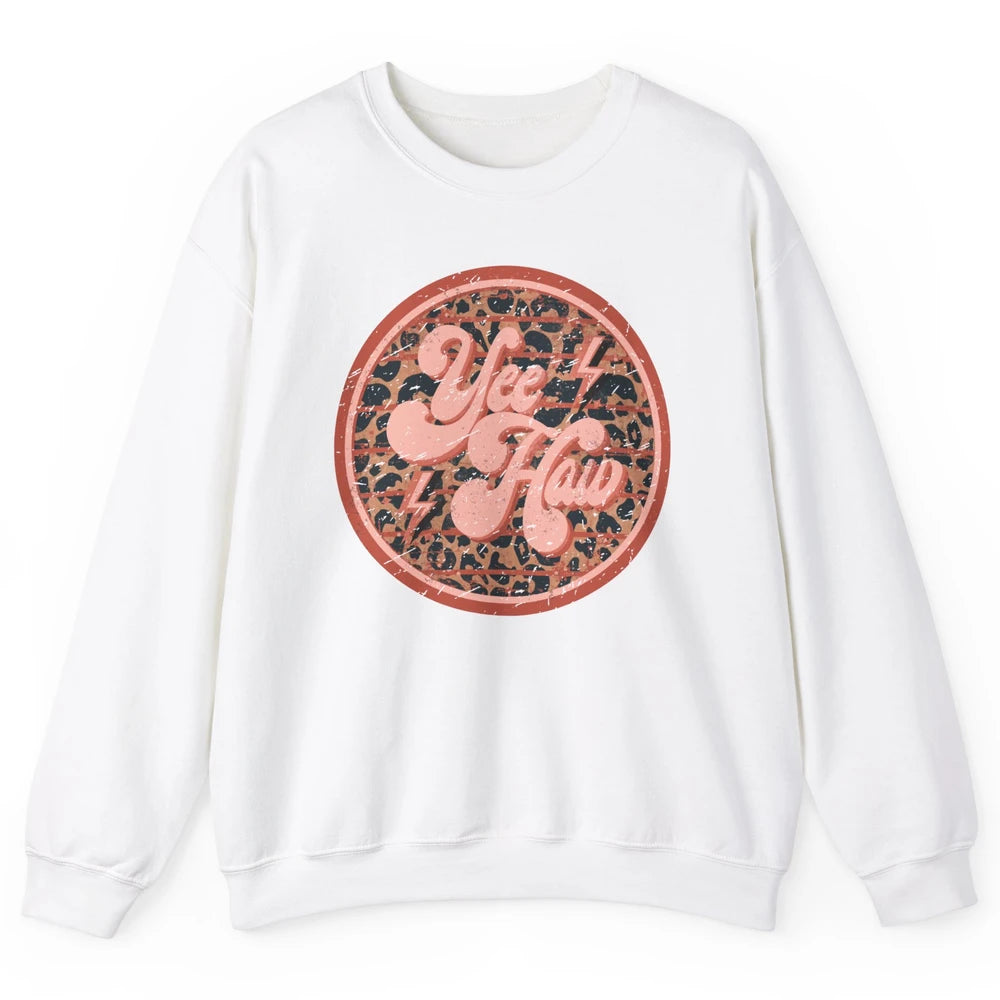 Retro Cowboy Yeehaw Leopard Western Country Cowgirls Horse Unisex Crewneck Sweatshirt