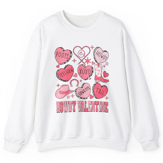 Retro Candy Heart Howdy Valentine Cowgirl Western Country Unisex Crewneck Sweatshirt