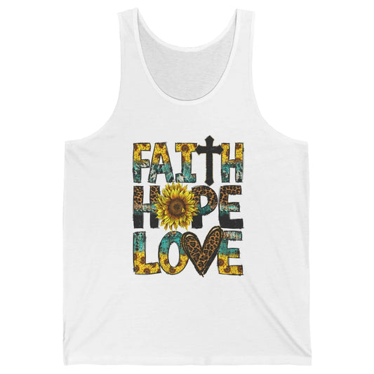 Faith Hope Love Sunflower Jesus Christian Leopard Religious Unisex Jersey Tank