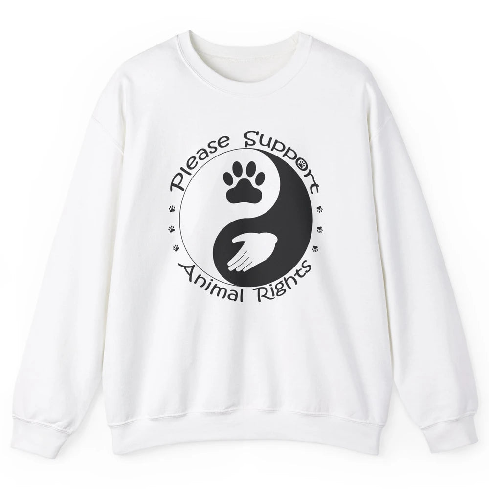 Please Support Animal Rights Pet Rescuer Paw Yin Yang Adopt Unisex Crewneck Sweatshirt