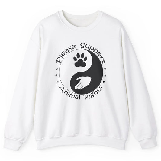 Please Support Animal Rights Pet Rescuer Paw Yin Yang Adopt Unisex Crewneck Sweatshirt