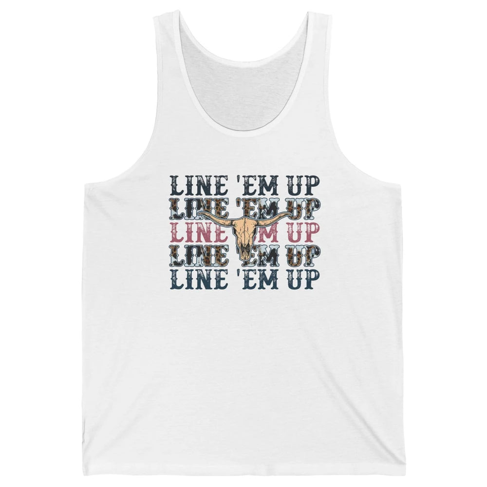 Retro Leopard Bull Skull Line 'Em Up Western Country Cowgirl Unisex Jersey Tank