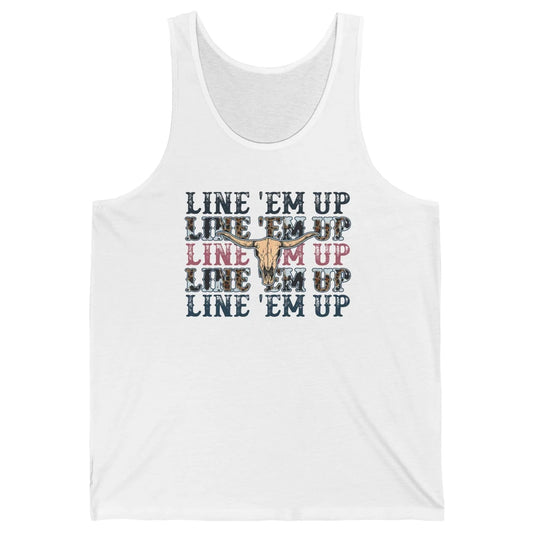 Retro Leopard Bull Skull Line 'Em Up Western Country Cowgirl Unisex Jersey Tank