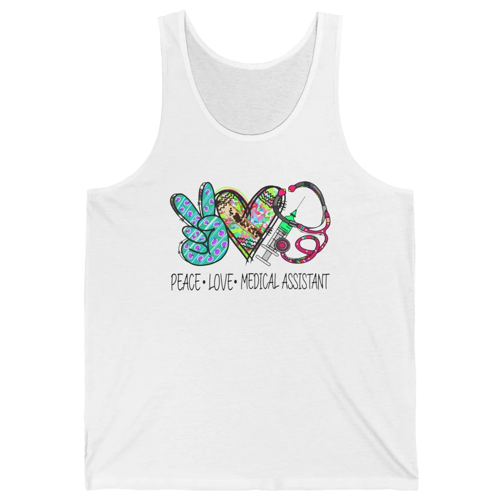 Peace Love Medical Assistant Leopard Stethoscope Nurse Life Unisex Jersey Tank