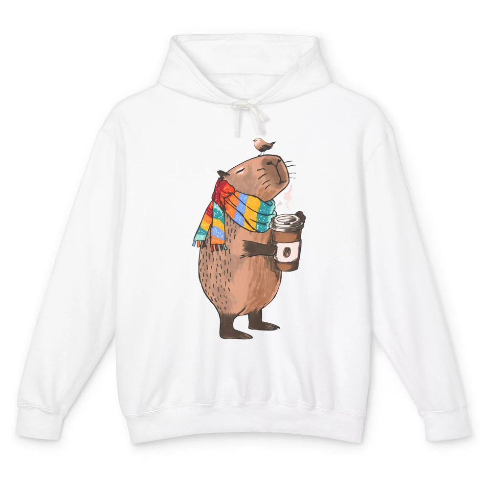 Retro Capybara Drinking Coffee Animal Stuffed Capybara Lover Unisex Lightweight Hoodie