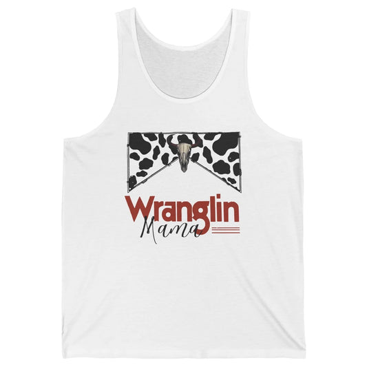 Retro Cowhide Bull Skull Wrangling Mama Western Country Girl Unisex Jersey Tank