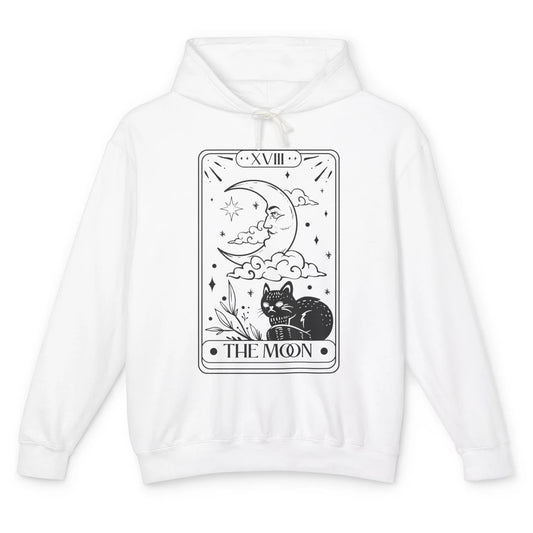 Retro Halloween Cat Witch The Moon Tarot Card Witchcraft Unisex Lightweight Hoodie