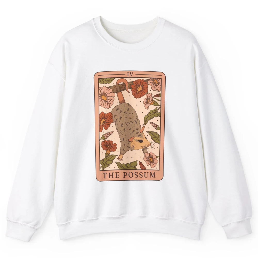 Possum Tarot Card Floral Possum Cat Lovers Team Trash Unisex Crewneck Sweatshirt