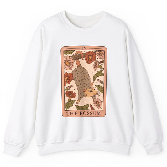 Possum Tarot Card Floral Possum Cat Lovers Team Trash Unisex Crewneck Sweatshirt