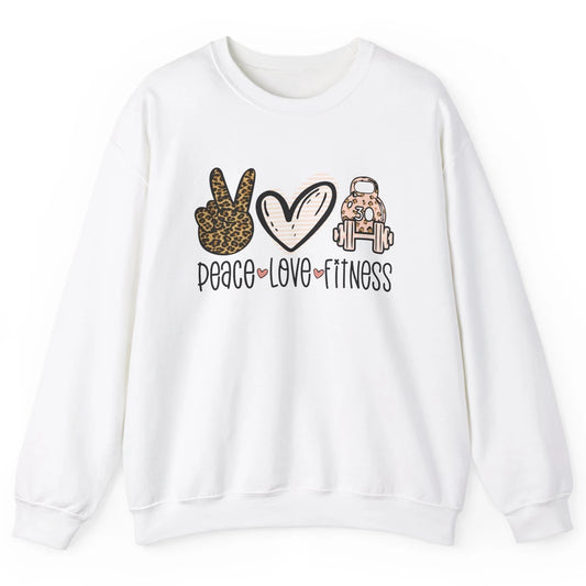 Peace Love Fitness Leopard Fitness Workout Gym Trainer Gift Unisex Crewneck Sweatshirt