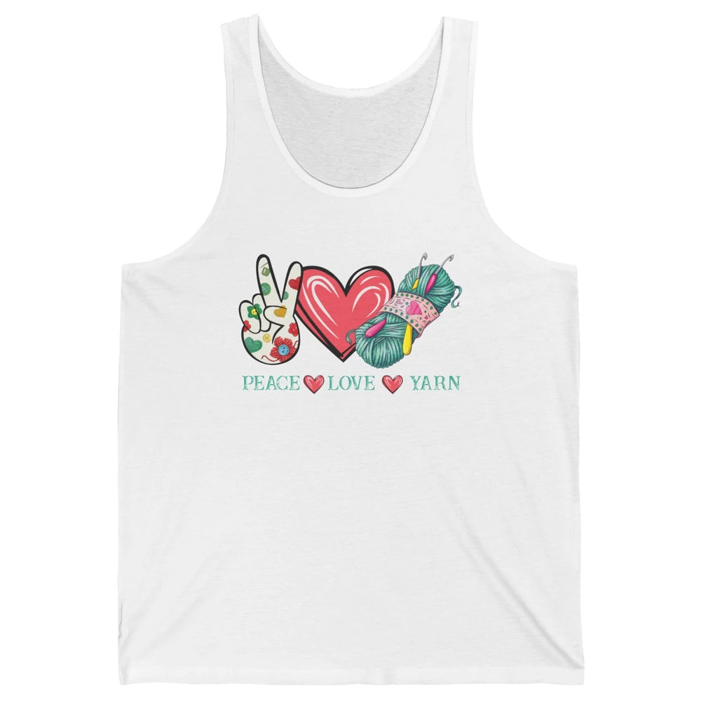 Peace Love Yarn Crochet Lovers Yarning Crocheting Heart Gift Unisex Jersey Tank
