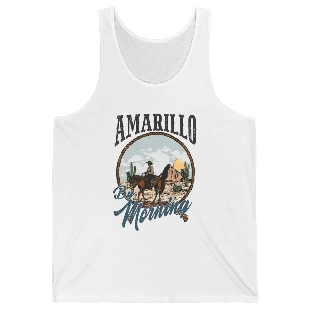 Retro Desert Cowboy Riding Horse Amarillo By Morning Western Unisex Jersey Tank