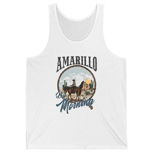 Retro Desert Cowboy Riding Horse Amarillo By Morning Western Unisex Jersey Tank