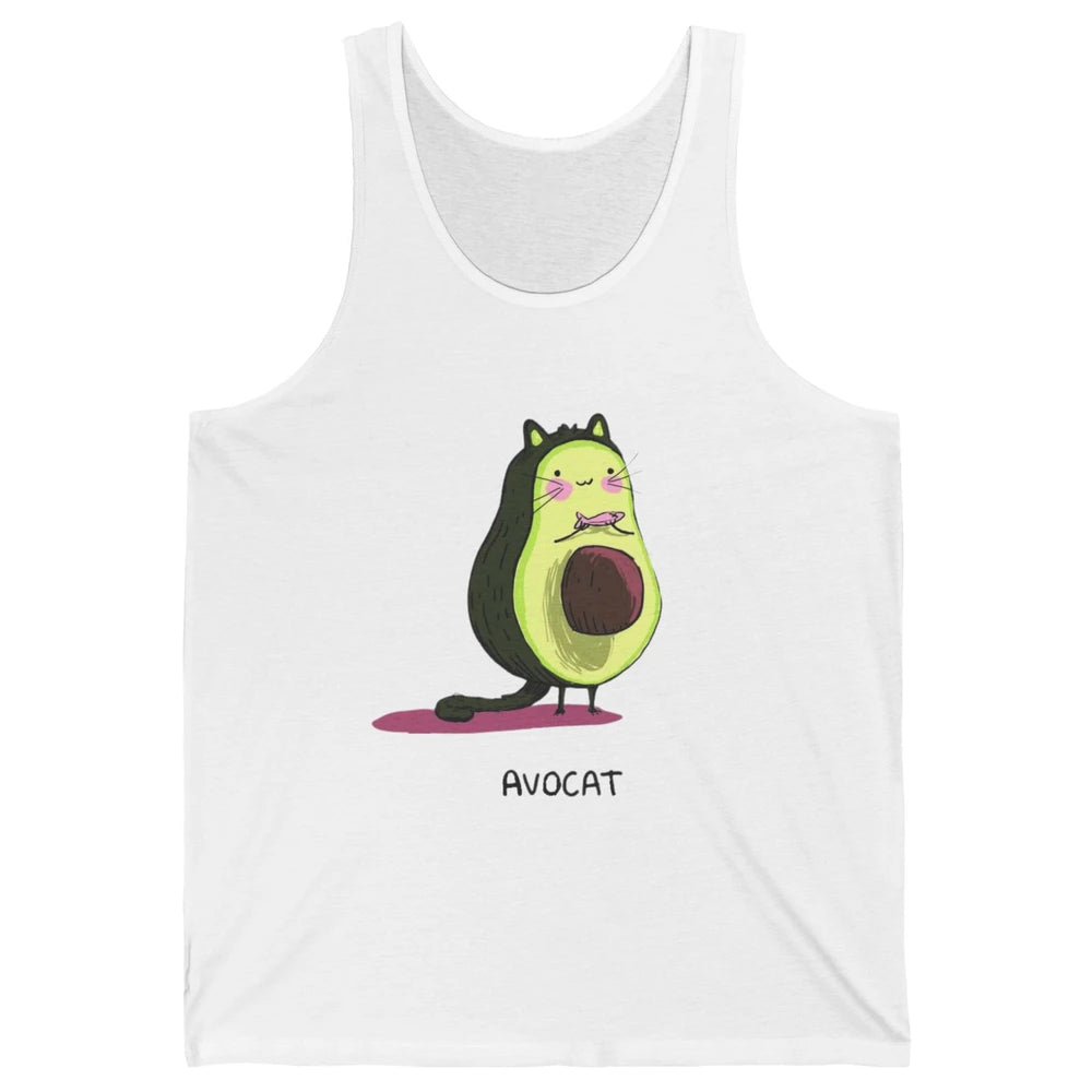 Cute Avocat Avocado Pink Cat Kitten Pun Healthy Vegan Veggie Unisex Jersey Tank