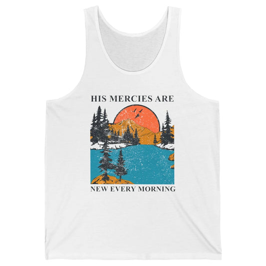 Retro Mountain His Mercies Are New Every Morning Christian Unisex Jersey Tank