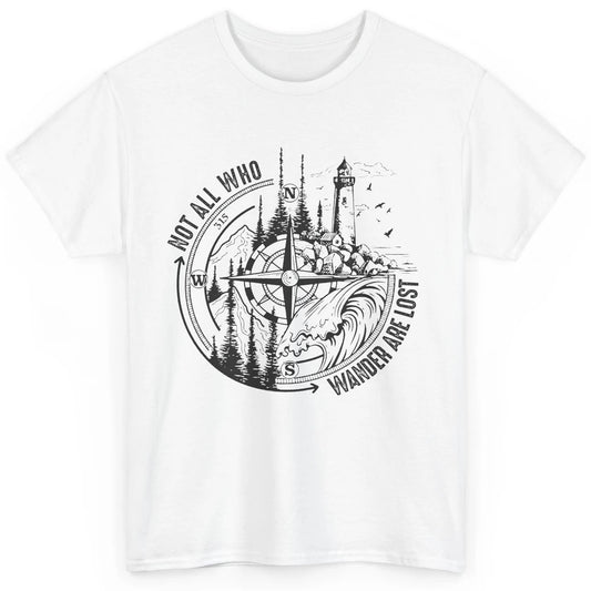 Retro Mountain Adventure Compass Not All Who Wander Are Lost Classic Unisex T-Shirt