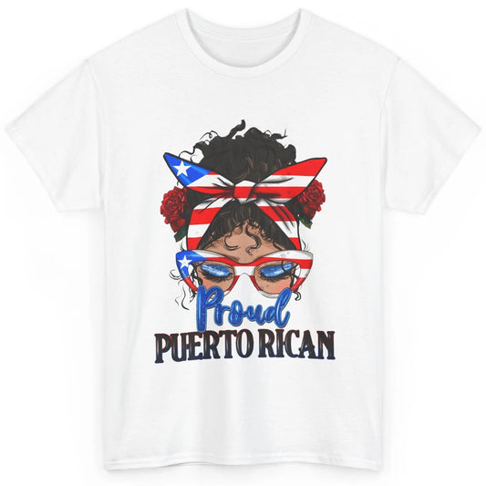 Proud Puerto Rican Girl Messy Bun Hair Puerto Rico Flag Classic Unisex T-Shirt