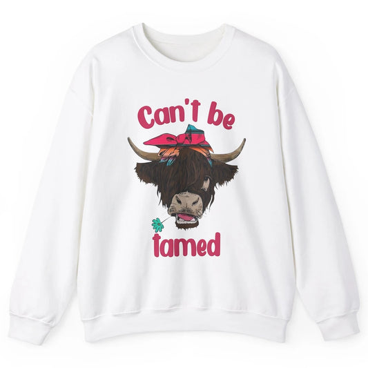 Retro Highland Cow Bandana Can't Be Tamed Western Farm Unisex Crewneck Sweatshirt