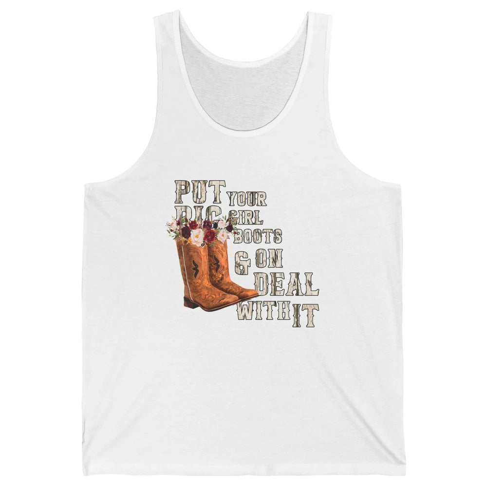 Retro Floral Put Cowgirl Boots On Western Country Cowboy Unisex Jersey Tank